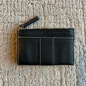 Coach Leather Zip Card Case with Key Ring